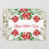 ハッピーマザーズ・デイ赤いバラフローラ緑かわいい シーズンカード (正面/裏面)