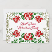 ハッピーマザーズ・デイ赤いバラフローラ緑かわいい シーズンカード (裏面)
