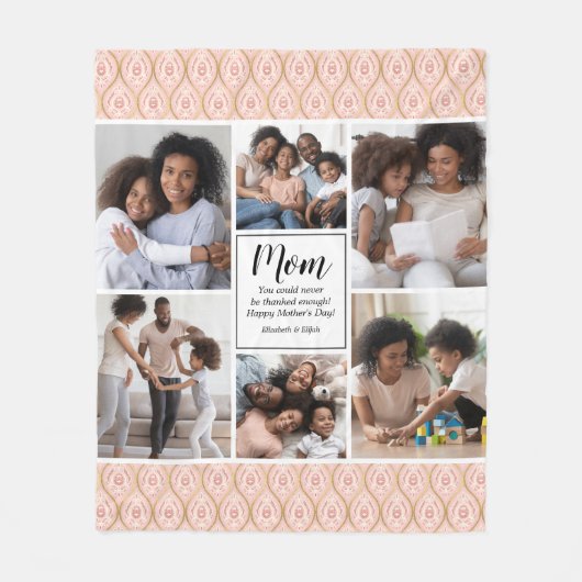 ハッピーマザーズ·デイ6フォトコラージュ フリースブランケット (正面)