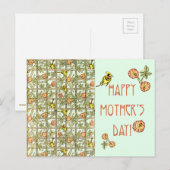 ハッピーマザーズ・デイ・ウィリアム・モリスプリント ポストカード (正面/裏面)
