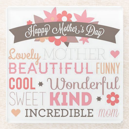 ハッピーマザーズ・デイ ガラスコースター (正面)