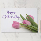 『ハッピーマザーズ・デイ・パープル・スクリプト・ピンク・チューリップス』 ペーパーパッド (インサイチュ)