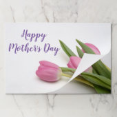 『ハッピーマザーズ・デイ・パープル・スクリプト・ピンク・チューリップス』 ペーパーパッド (折り畳み)