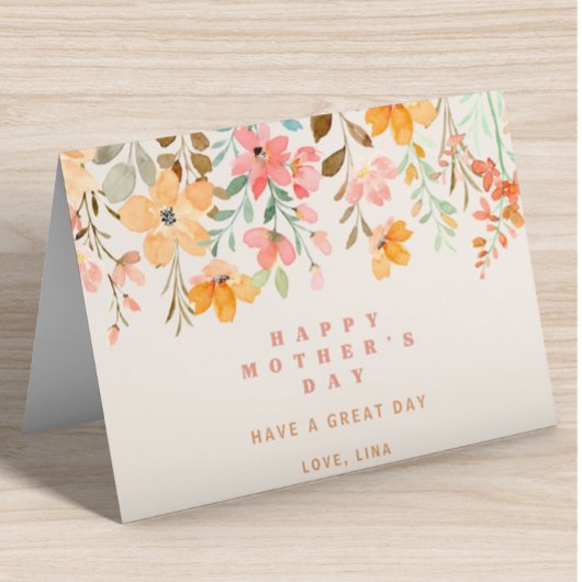 ハッピーマザーズ・デイ・ピンクの水彩花 箔シーズンカード