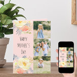 ハッピーマザーズDay 3 Instagramフォトピーチフローラ カード<br><div class="desc">Happy Mother's DayとフローラのフェミニンMother's Dayのカードとパーソナライズされたあなたの写真の3枚とお気に入りののメカスタムッセージを言う。サンゴかわいらし桃の黄色に水色の花を持ち、タイポグラフィ付き金ゴールドを持つフォトカお洒落ード。テンプレートは写真を追加するように設定され、正方形/インスタグラム形式でスタイルグリッド画像コラージュに表示されシンプルる。すべての用語は編集可能もしで、大事な行事に使用する方が違う良い。</div>