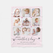 ハッピーマザーズDay 9写真ピンクグレーカスタムカラー フリースブランケット (正面)