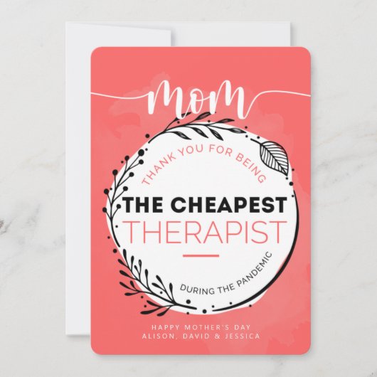 ハッピーマザーダッドデイto my最低価格セラピスト サンキューカード (正面)