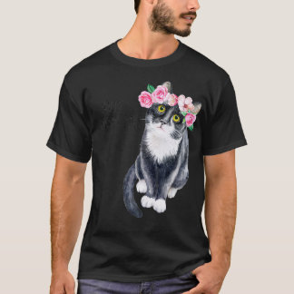 ハッピーマザーデイかわいい猫と花猫ママーG Tシャツ