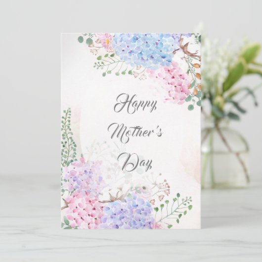 ハッピーマザーデイアジサイのカード 招待状 (スタンド正面)