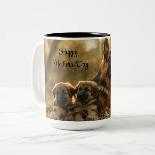 ハッピーマザーデイドイツの羊飼い犬 ツートーンマグカップ (正面左)