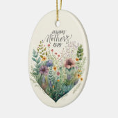 ハッピーマザーデイハートと花 セラミックオーナメント (左)