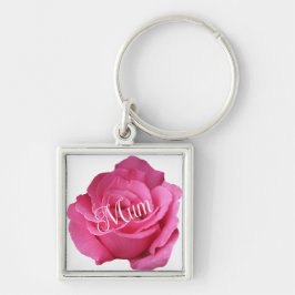 ハッピーマザーデイピンクかわいらしローズフローラスタイリッシュ キーホルダー