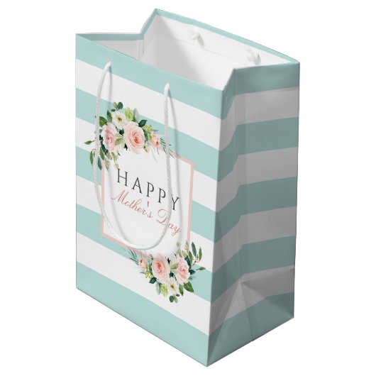 ハッピーマザーデイフローラパタストライプーン ミディアムペーパーバッグ (裏面アングル)