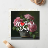 ハッピーマザーデイフローラブーケハート ノートカード (正面/裏面インサイチュ)