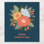 ハッピーマザーデイフローラブーケ ワインラベル (シングルラベル)