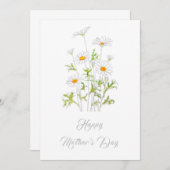 ハッピーマザーデイホワイトデイジーフラワーカード 招待状 (正面/裏面)