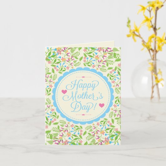 ハッピーマザーデイ文字&カラフルフローラデザイン2 カード (黄色い花)