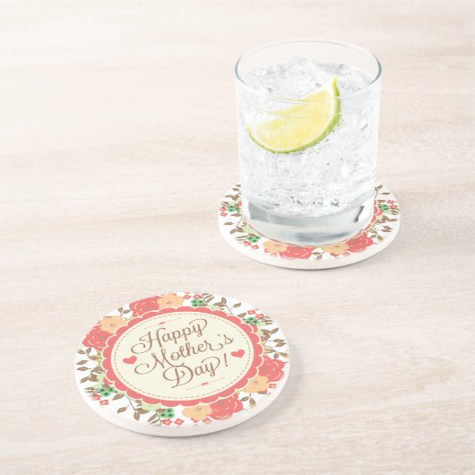 ハッピーマザーデイ文字&カラフルフローラデザイン2 コースター (側面)