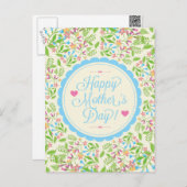ハッピーマザーデイ文字&カラフルフローラデザイン2 ポストカード (正面/裏面)