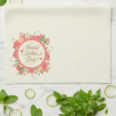 ハッピーマザーデイ文字&カラフルフローラデザイン キッチンタオル (折り畳み)
