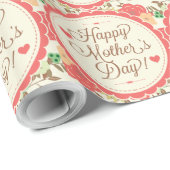 ハッピーマザーデイ文字&カラフルフローラデザイン ラッピングペーパー (ロールコーナー)
