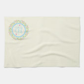 ハッピーマザーデイ文字&カラフルフローラリース キッチンタオル (横)