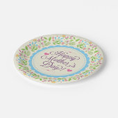 ハッピーマザーデイ文字&カラフルフローラリース ペーパープレート (アングル)