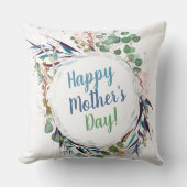 ハッピーマザーデーかわいらし離れの白色 クッション (正面)