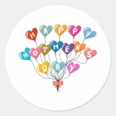 ハッピーマザーデーカラフルハートバルーン ラウンドシール (正面)
