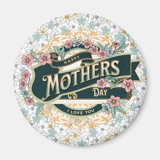 ハッピーマザーデーカラフルフローラ花 マグネット (正面)