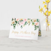 ハッピーマザーデーフェイク金ゴールドとピンクフローラ カード (黄色い花)