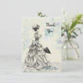 ハッピーマザーデー女ビクトリアンパラソル・バード サンキューカード (スタンド正面)