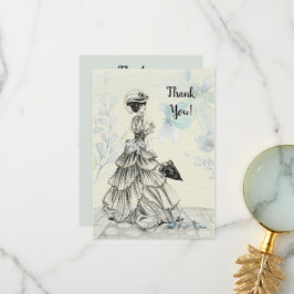 ハッピーマザーデー女ビクトリアンパラソル・バード サンキューカード