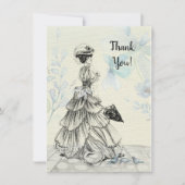 ハッピーマザーデー女ビクトリアンパラソル・バード サンキューカード (正面)