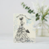 ハッピーマザーデー女ビクトリアンパラソル・バード ポストカード (スタンド正面)