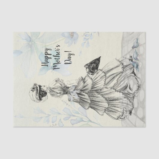 ハッピーマザーデー女ビクトリアンパラソル・バード 薄葉紙 (正面)