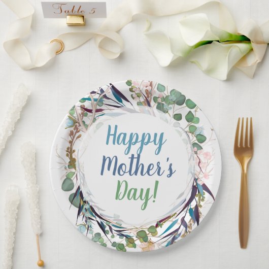 ハッピーマザー・デー・リーフとハーブ ペーパープレート (ウェディング)