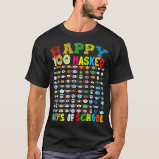 ハッピーマスク100学校仮面100面21おもしろい日 Tシャツ