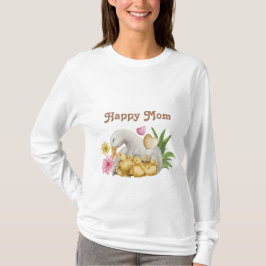 ハッピーママとベビー水彩可愛い Tシャツ