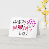 ハッピーママの母の日の愛のハート挨拶 カード (黄色い花)