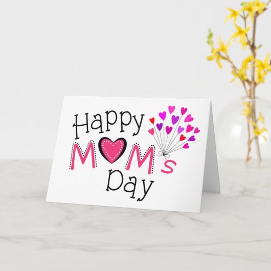 ハッピーママの母の日の愛のハート挨拶 カード (黄色い花)