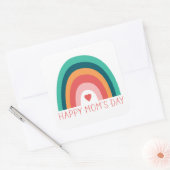 ハッピーマムズデイレインボーモダンハートブライトカラー スクエアシール (封筒)