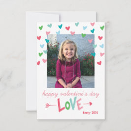 ハッピーマルチカラーハート バレンタインデーの写真カード 招待状