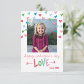 ハッピーマルチカラーハート バレンタインデーの写真カード 招待状 (スタンド正面)