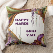 ハッピーマルディグラスイーオールパープルグリーン金ゴールドカラー クッション (ブランケット)