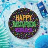 ハッピーマルディグラスコンフェットブラック ペーパープレート (パーティー)