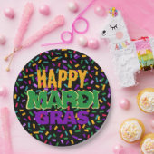 ハッピーマルディグラスコンフェットブラック ペーパープレート (パーティー)
