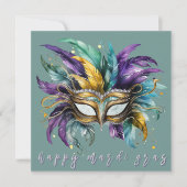 ハッピーマルディグラスフェザードマスクinグリーン カード (正面)