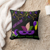 ハッピーマルディグラビーズマスクお祝い クッション (ブランケット)