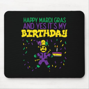 ハッピーマルディグラYesマイ誕生日ブデイパーティーメンズwo マウスパッド